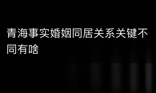 青海事实婚姻同居关系关键不同有啥