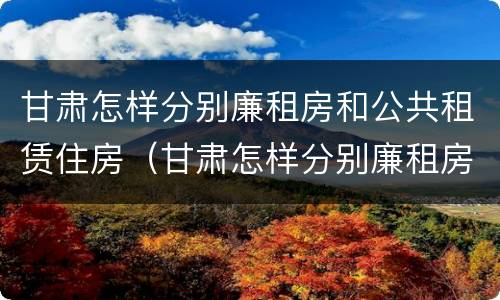 甘肃怎样分别廉租房和公共租赁住房（甘肃怎样分别廉租房和公共租赁住房呢）