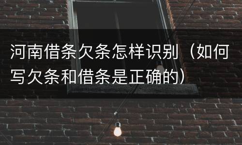 河南借条欠条怎样识别（如何写欠条和借条是正确的）