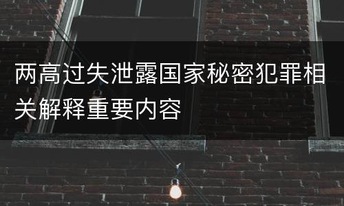 两高过失泄露国家秘密犯罪相关解释重要内容