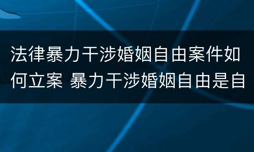 法律暴力干涉婚姻自由案件如何立案 暴力干涉婚姻自由是自诉案件