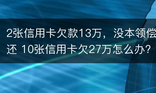 2张信用卡欠款13万，没本领偿还 10张信用卡欠27万怎么办?