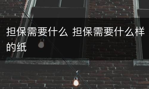 担保需要什么 担保需要什么样的纸