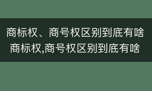 商标权、商号权区别到底有啥 商标权,商号权区别到底有啥不同