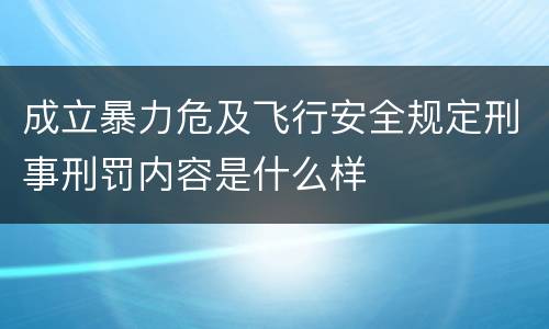 成立暴力危及飞行安全规定刑事刑罚内容是什么样