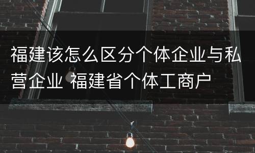 福建该怎么区分个体企业与私营企业 福建省个体工商户