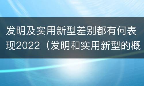 发明及实用新型差别都有何表现2022（发明和实用新型的概念）