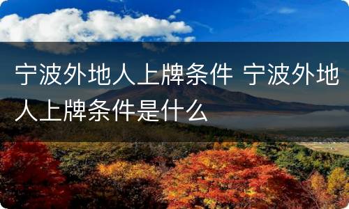 宁波外地人上牌条件 宁波外地人上牌条件是什么