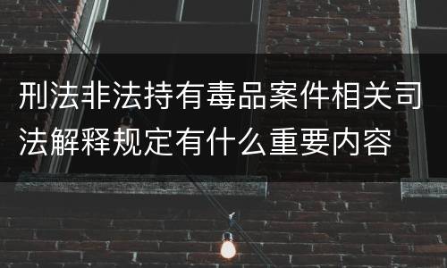 刑法非法持有毒品案件相关司法解释规定有什么重要内容