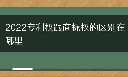 2022专利权跟商标权的区别在哪里