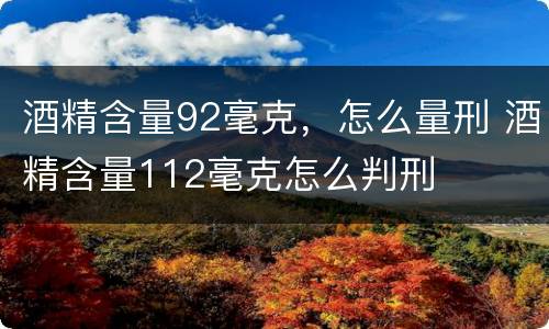 酒精含量92毫克，怎么量刑 酒精含量112毫克怎么判刑