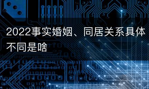 2022事实婚姻、同居关系具体不同是啥