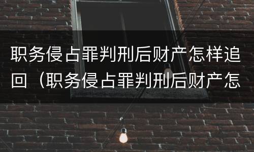 职务侵占罪判刑后财产怎样追回（职务侵占罪判刑后财产怎样追回呢）