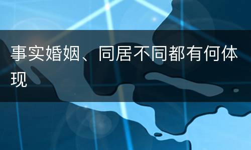 事实婚姻、同居不同都有何体现