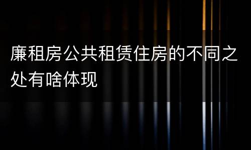 廉租房公共租赁住房的不同之处有啥体现