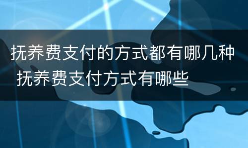 抚养费支付的方式都有哪几种 抚养费支付方式有哪些