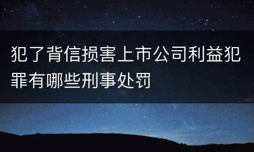 犯了背信损害上市公司利益犯罪有哪些刑事处罚