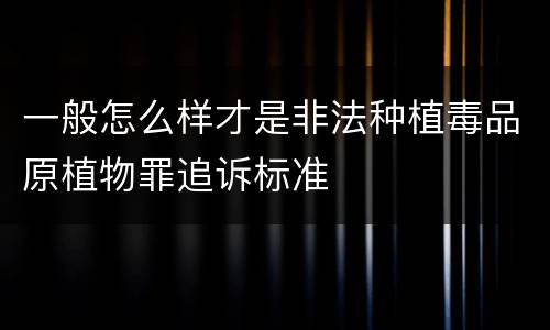 一般怎么样才是非法种植毒品原植物罪追诉标准