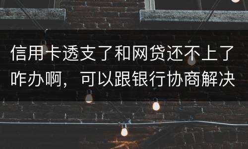 信用卡透支了和网贷还不上了咋办啊，可以跟银行协商解决吗