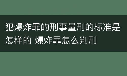 犯爆炸罪的刑事量刑的标准是怎样的 爆炸罪怎么判刑