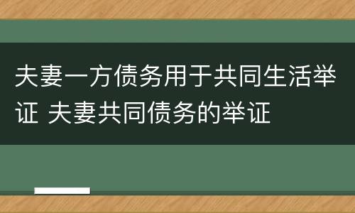 夫妻一方债务用于共同生活举证 夫妻共同债务的举证