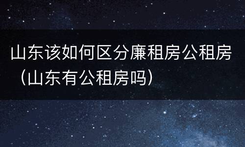 山东该如何区分廉租房公租房（山东有公租房吗）