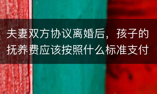 夫妻双方协议离婚后，孩子的抚养费应该按照什么标准支付