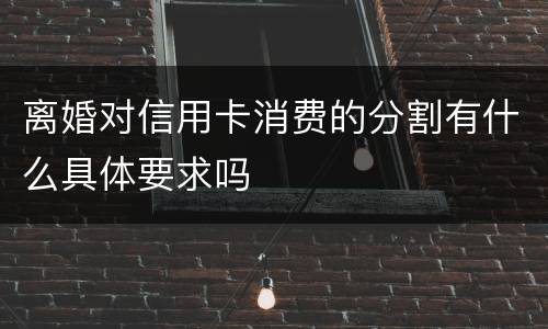 离婚对信用卡消费的分割有什么具体要求吗