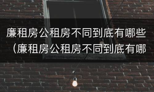 廉租房公租房不同到底有哪些（廉租房公租房不同到底有哪些问题）