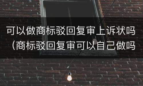 可以做商标驳回复审上诉状吗（商标驳回复审可以自己做吗）