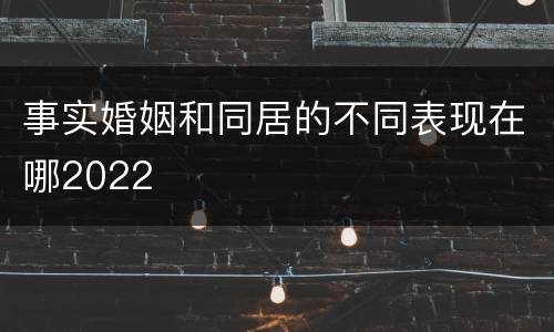 事实婚姻和同居的不同表现在哪2022