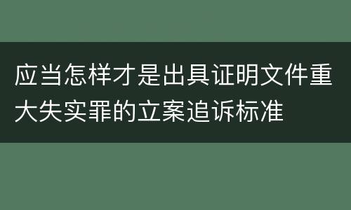 应当怎样才是出具证明文件重大失实罪的立案追诉标准