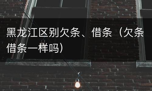 黑龙江区别欠条、借条（欠条借条一样吗）