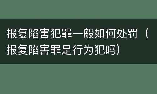 报复陷害犯罪一般如何处罚（报复陷害罪是行为犯吗）