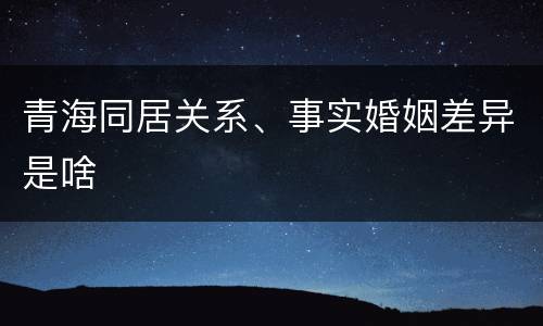 青海同居关系、事实婚姻差异是啥