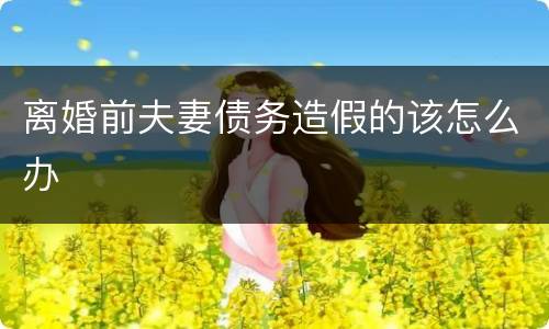 离婚前夫妻债务造假的该怎么办