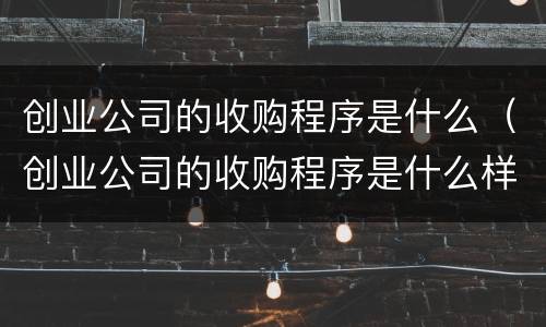 创业公司的收购程序是什么（创业公司的收购程序是什么样的）