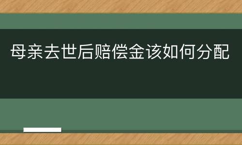 母亲去世后赔偿金该如何分配