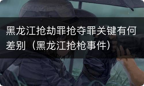 黑龙江抢劫罪抢夺罪关键有何差别（黑龙江抢枪事件）