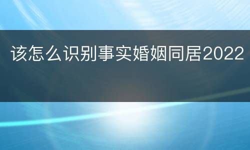 该怎么识别事实婚姻同居2022