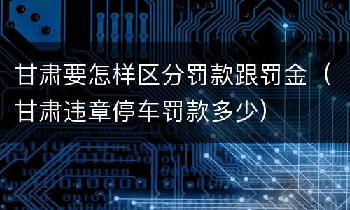 甘肃要怎样区分罚款跟罚金（甘肃违章停车罚款多少）