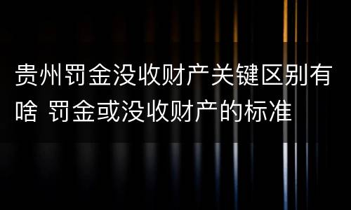 贵州罚金没收财产关键区别有啥 罚金或没收财产的标准