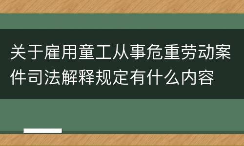 关于雇用童工从事危重劳动案件司法解释规定有什么内容