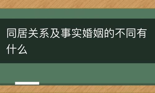 同居关系及事实婚姻的不同有什么