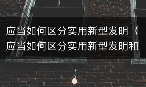 应当如何区分实用新型发明（应当如何区分实用新型发明和新技术）