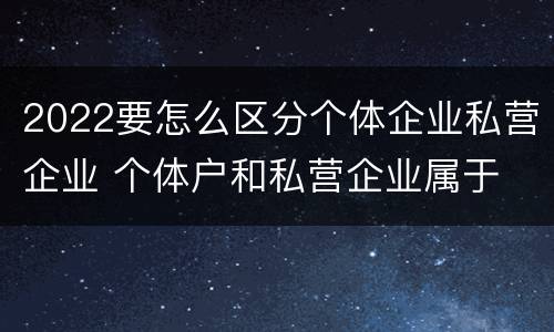 2022要怎么区分个体企业私营企业 个体户和私营企业属于