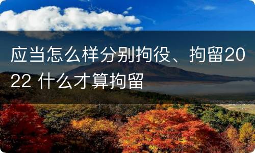 应当怎么样分别拘役、拘留2022 什么才算拘留