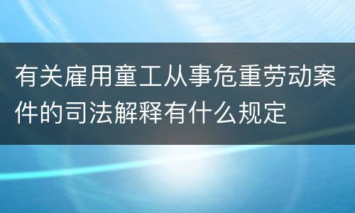 有关雇用童工从事危重劳动案件的司法解释有什么规定