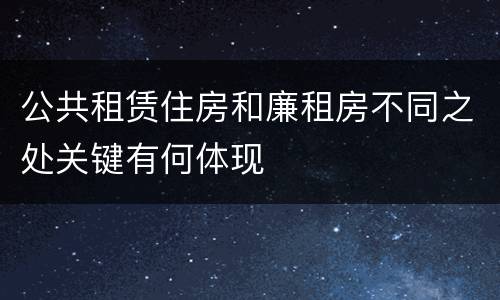 公共租赁住房和廉租房不同之处关键有何体现