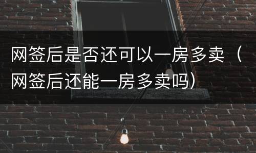 网签后是否还可以一房多卖（网签后还能一房多卖吗）